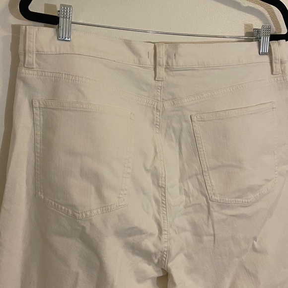 Eileen Fisher Organic Cotton Denim Straight White Raw Hem Ankle Jeans Large - Picture 7 of 8